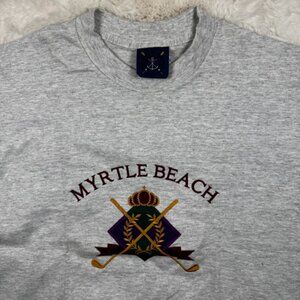 Vintage 90s Myrtle Beach Golf Single Stitch T-Shirt Heather Grey Men's Size L